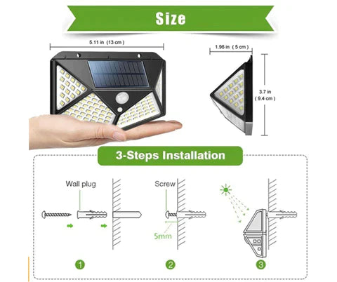 Luz LED solar de exterior - Movimiento, Rango De Iluminación 270°