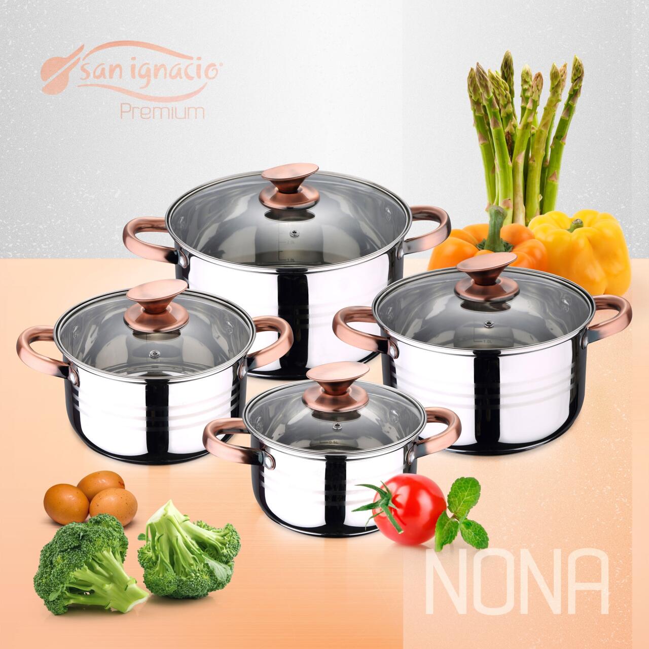 Batería de Cocina 8 Piezas San Ignacio Premium Dina&Nona